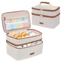 Lexeeco Medicine Bag for Traveling, Dual Layers Medicine Pill Organizer Medication Pill Bottle Storage with Lockable Zipper, Med