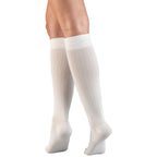 Truform Compression Socks, 15-20 mmHg, Women's Dress Socks, Knee High Over Calf Length, White Rib Knit, Large