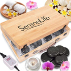 SereneLife Massage Stone Heater Box Set-Electric Spa Portable Heated Rocks Massage Stones and Warmer Set - Heat Rock Massaging K