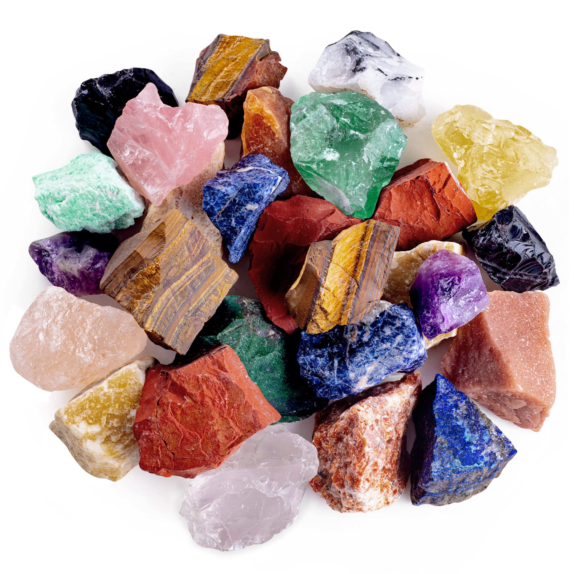 UFEEL 1 LB Bulk Rough Madagascar Stones Mix Natural Raw Crystal Stones for Tumbling Fountain Rocks Decoration Polishing Wire Wra