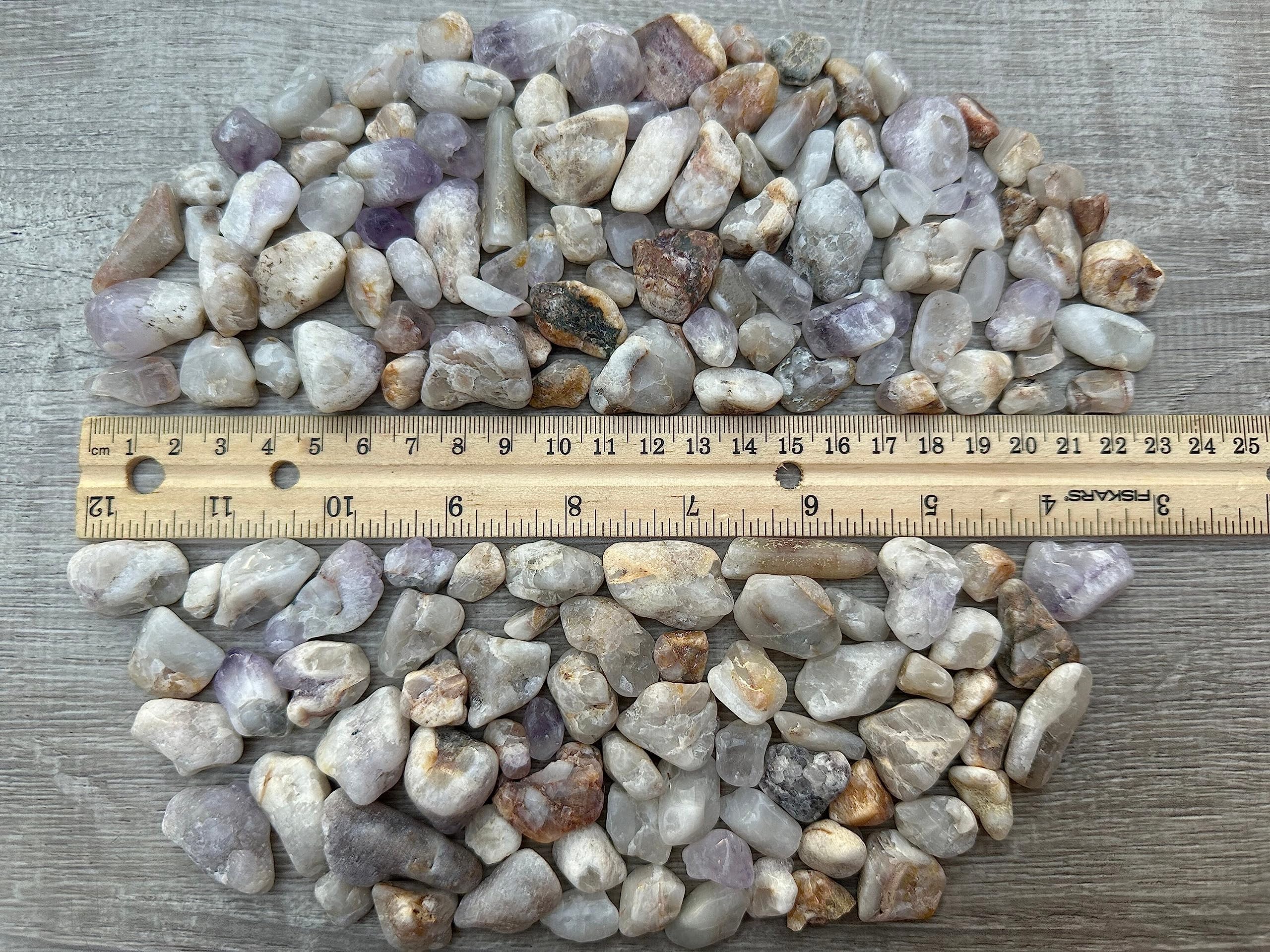 GAF TREASURES 2 oz Lot Natural Semi Tumbled Gemstone Chips, Crushed Mini Crystals, Undrilled Crystal Chips (Spirit Quartz)