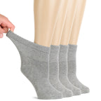 Hugh Ugoli Women Diabetic Ankle Socks, Super Soft & Thin Bamboo Socks, Wide & Loose, Non-Binding Top & Seamless Toe, 4 Pairs, Li