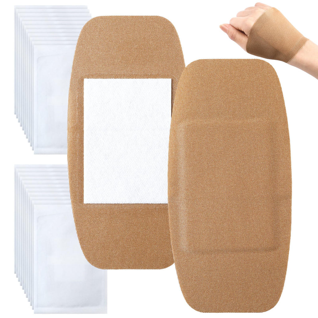 Geiserailie 20 Pcs Extra Large Flexible Adhesive Bandages 6x3 Fabric Bandages with Non-Stick Pad Latex Free Painless Removal for