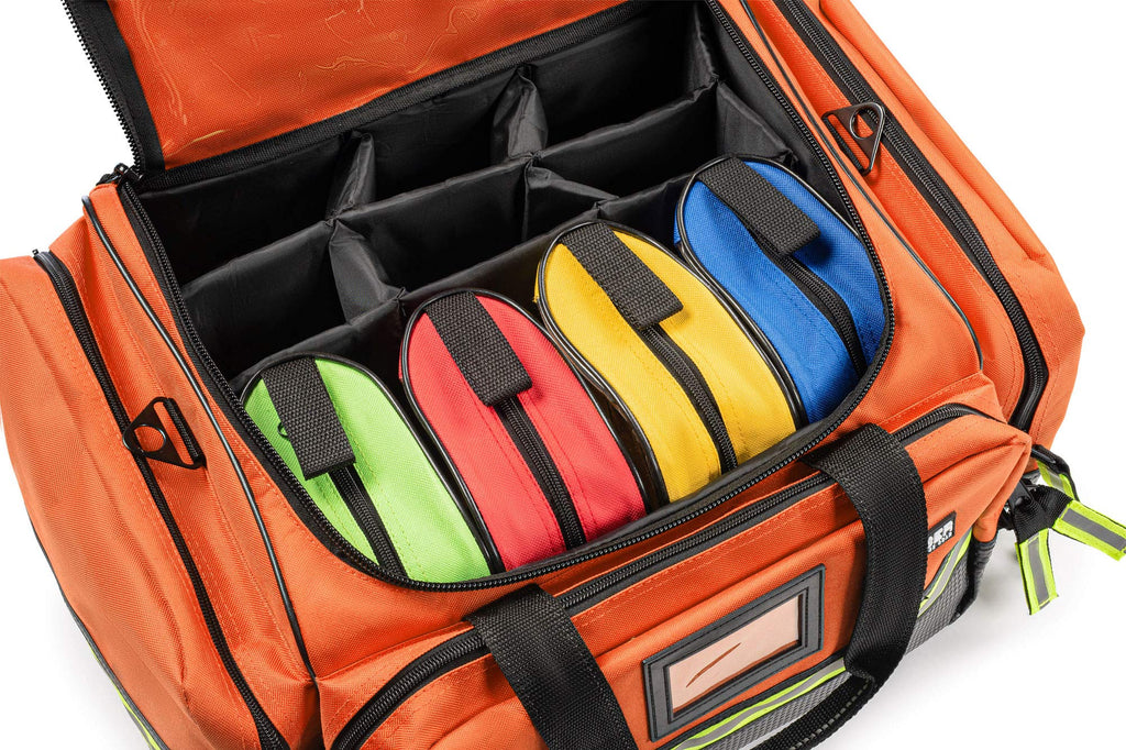Scherber Fully-Stocked First Responder Professional Advanced EMT/EMS Trauma Kit | HSA/FSA Approved | Reflective Bag w/10+ Compar