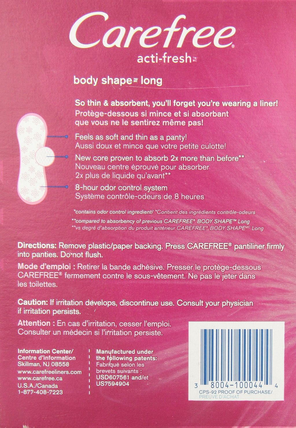 Carefree Body Shape Long Unscented, 92 Count
