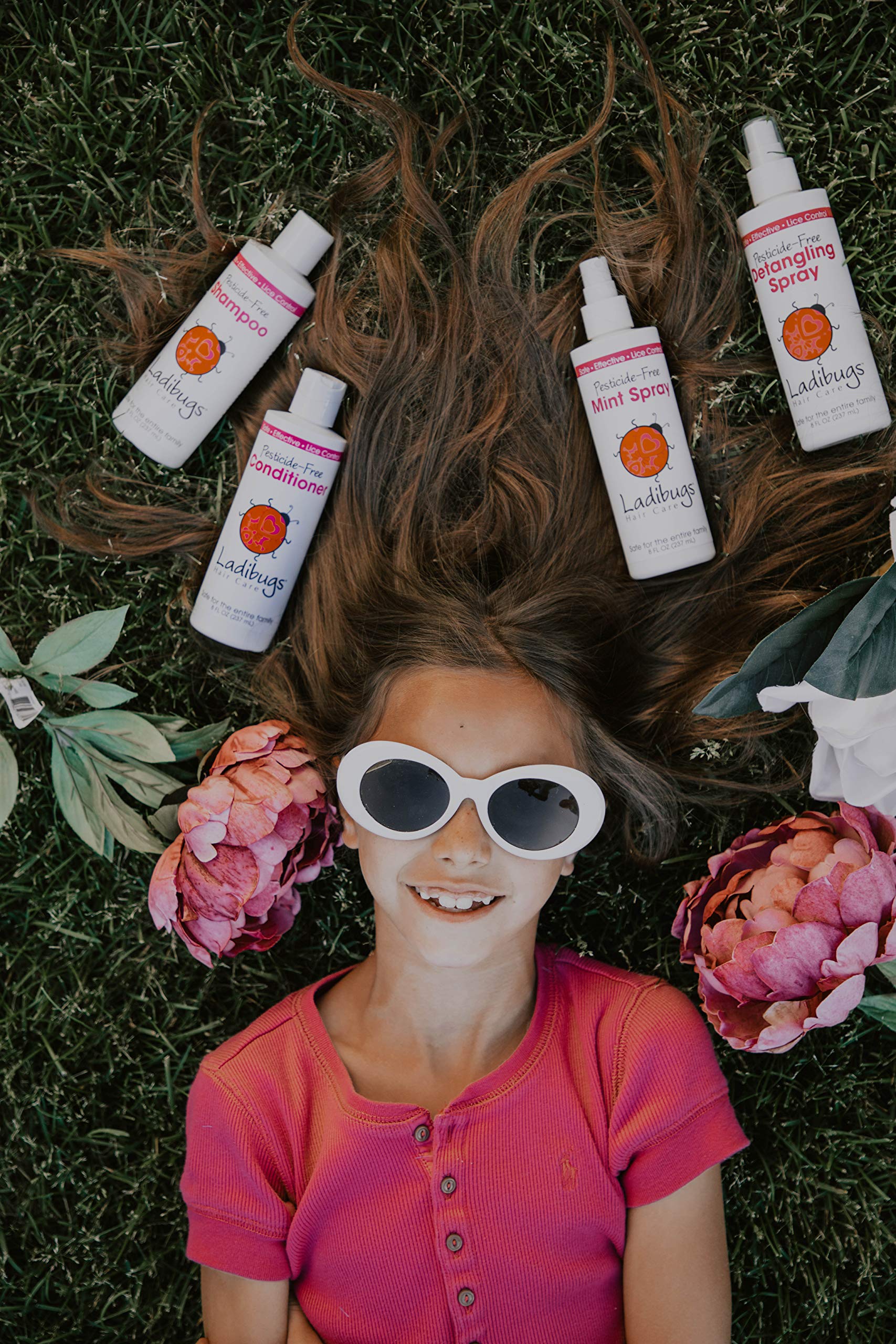 Ladibugs Detangler Spray 8oz | Best Kids Hair Detangling | Leave-in Conditioner & Head Lice Deterrent | Natural, Sulfate-Free, M