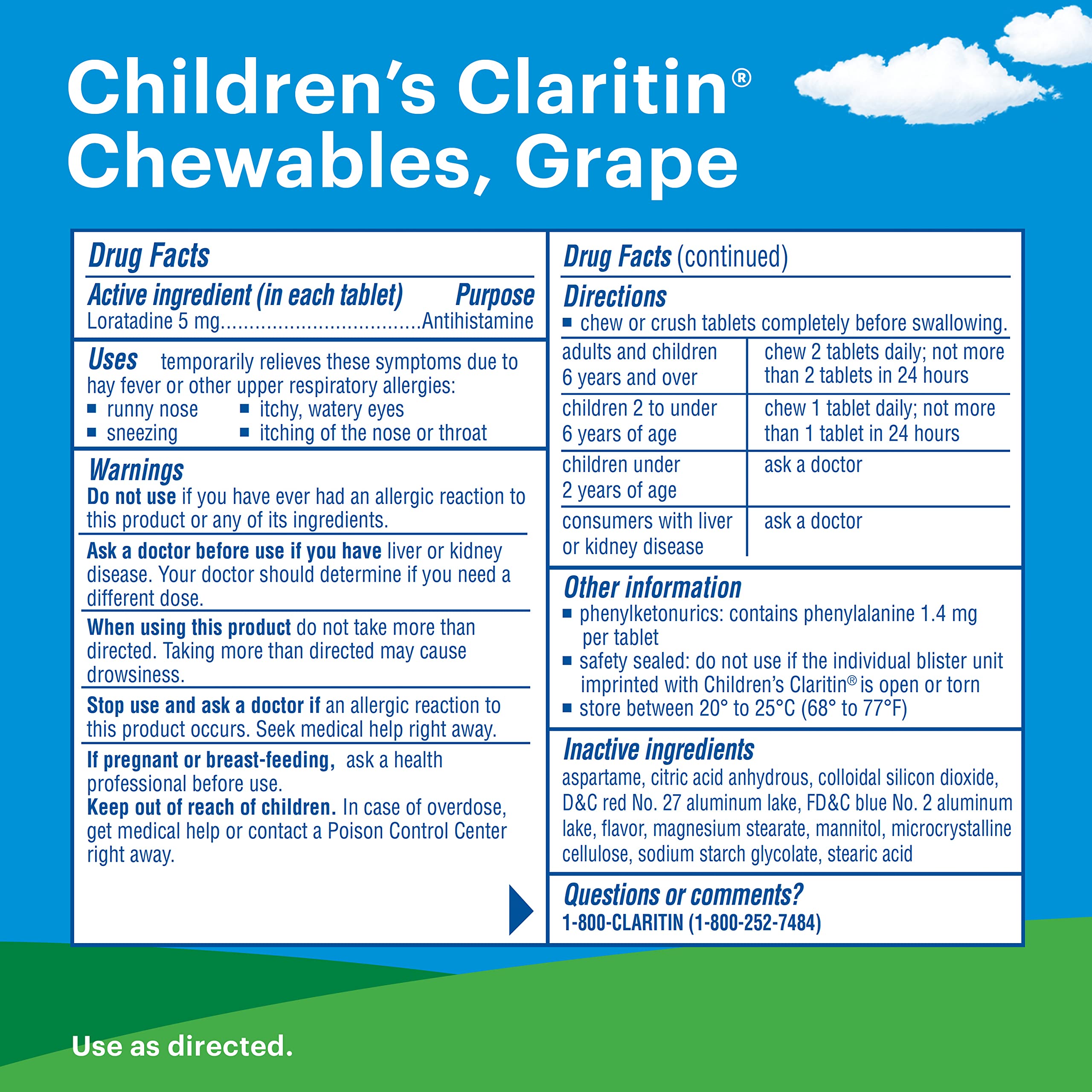 Childrens Claritin Chewables 24 HR Children Allergy Medicine, Grape, 60 Count