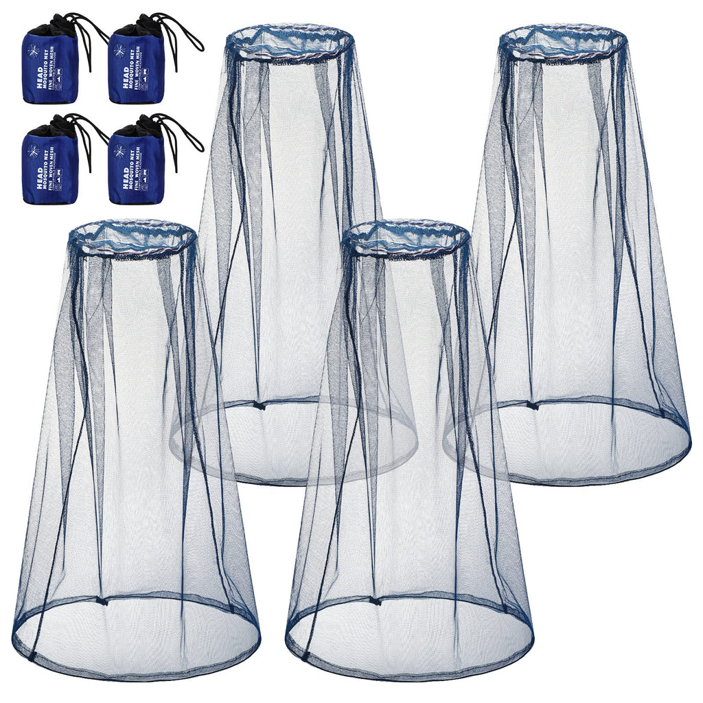 Hestya 4 Pack Mosquito Face Mesh Net Protecting Net for Outdoor Hiking Camping Climbing Mosquito Fly Insects Preventing (Blue)