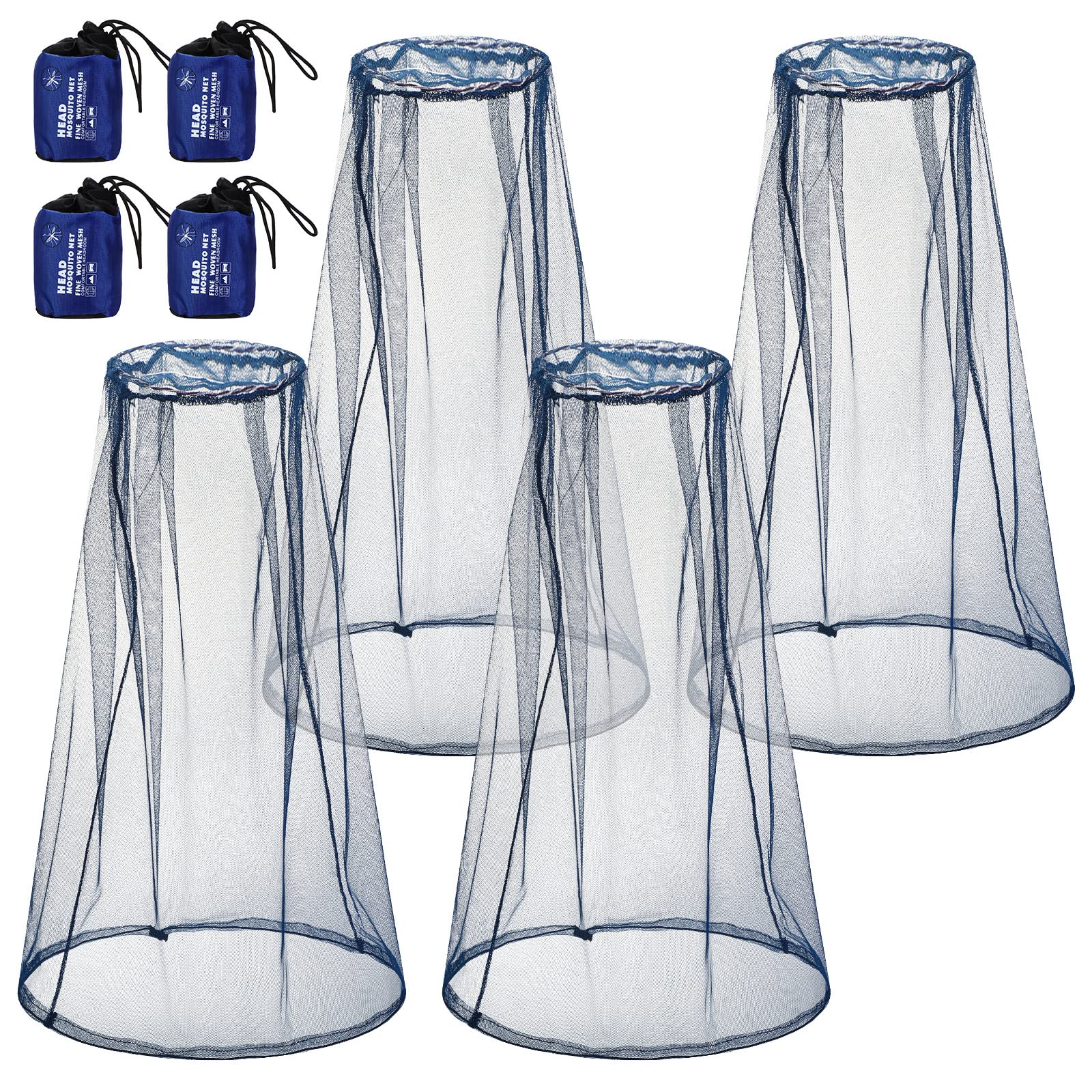 Hestya 4 Pack Mosquito Face Mesh Net Protecting Net for Outdoor Hiking Camping Climbing Mosquito Fly Insects Preventing (Blue)