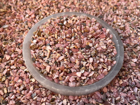 GAF TREASURES 2 oz Lot Natural Semi Tumbled Gemstone Chips, Crushed Mini Crystals, Undrilled Crystal Chips (Rhodochrosite)