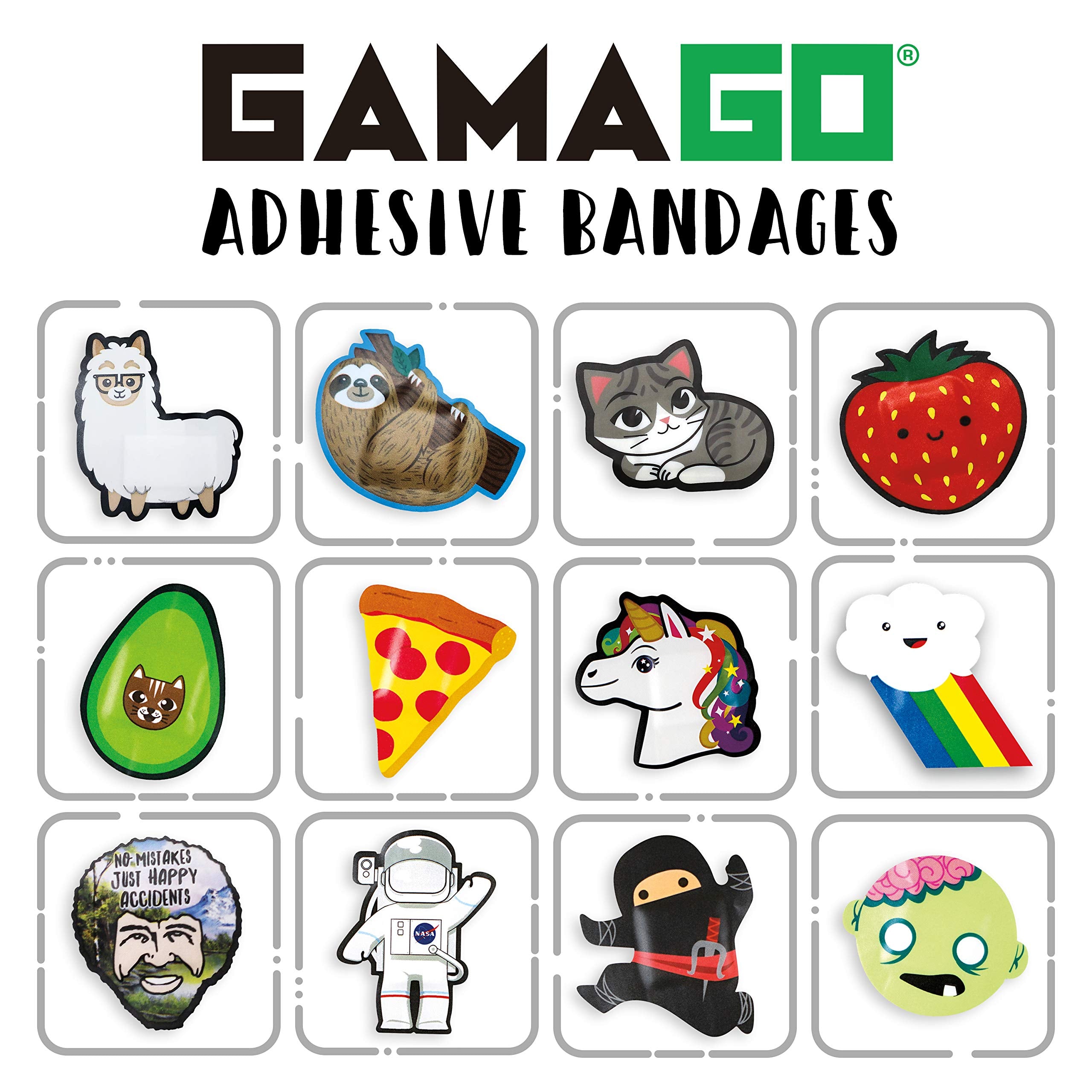 GAMAGO Kitten Bandages for Kids & Kidults - Set of 18 Individually Wrapped Self Adhesive Bandages - Sterile, Latex-Free & Easily