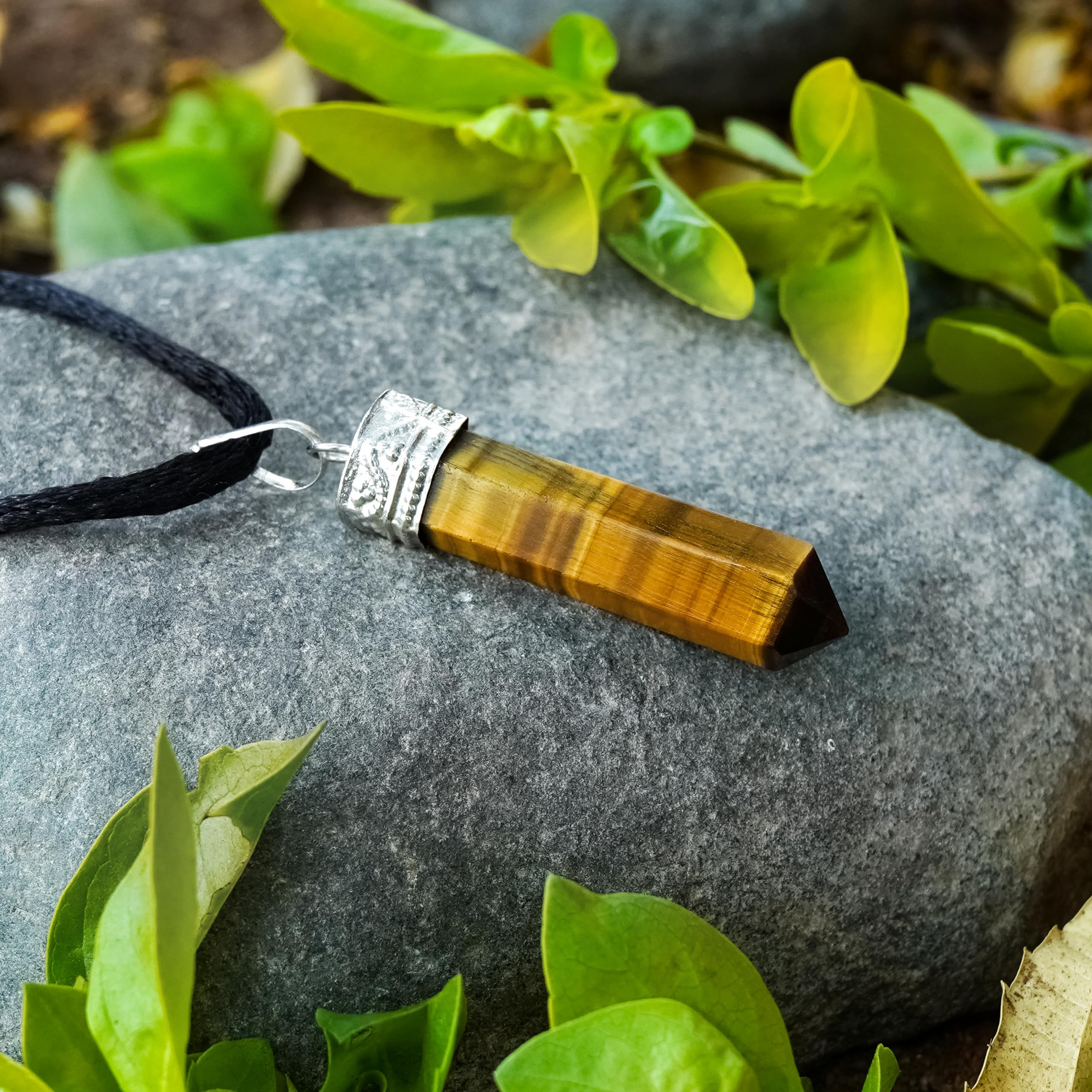 Sugandha Wellness Tiger Eye Healing Crystal Necklace - Inner Power & Focus. Confidence & Protection Stone Pendant. Jewelry Gift