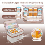 Lexeeco Medicine Bag for Traveling, Dual Layers Medicine Pill Organizer Medication Pill Bottle Storage with Lockable Zipper, Med