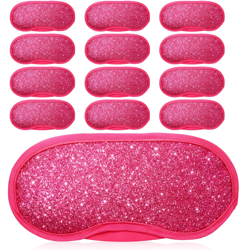 Chicingyou 12 Pcs Glitter Eye Mask Bulk Sleep Masks Eye Cover for Party Gifts Blindfold with Adjustable Elastic Strap for Bachel