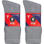 6 Pairs of Cotton Diabetic Non-Binding Neuropathy Crew Socks (Gray, Fits Mens Shoe Size 9-12/Womens Shoe Size 10-13)