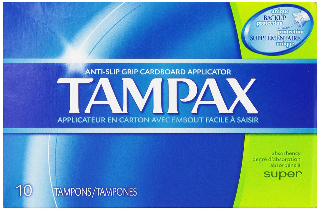 Tampax Cardboard Applicator Tampons Super Absorbency, 10 Count (Pack of 48)