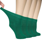 Hugh Ugoli Women Diabetic Ankle Socks, Super Soft & Thin Bamboo Socks, Wide & Loose, Non-Binding Top & Seamless Toe, 4 Pairs, Ch
