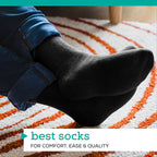 Men's Diabetic Socks - 12 Pack - Black - By Zeke, Size 10-13