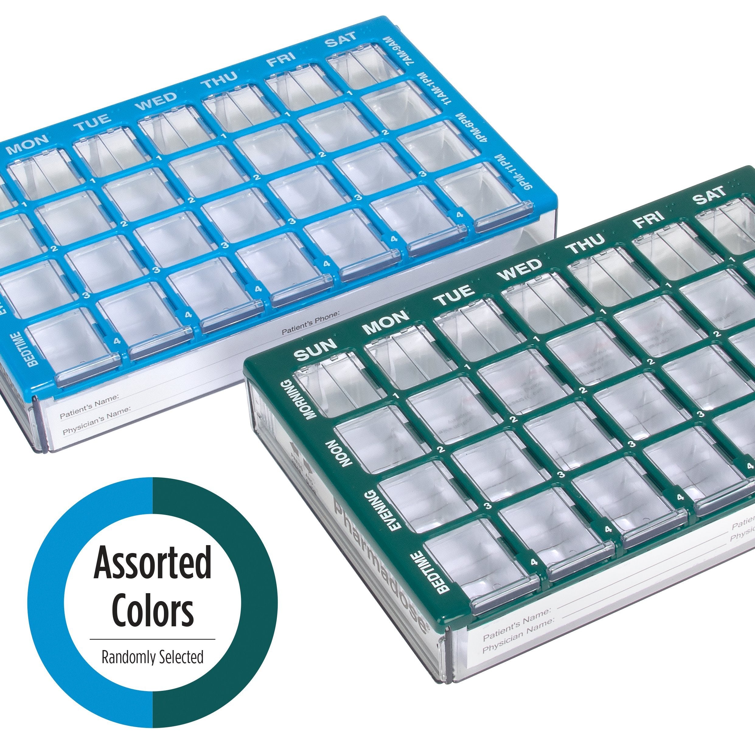 EZY DOSE Weekly (7-Day) Pill Organizer, Vitamin and Medicine Box, Medium Compartments with Easy Fill Tray, 4 Times a Day, Clear