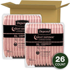 Depend Night Defense Adult Incontinence Underwear for Women, Disposable, Overnight, Extra-Large, Blush, 26 Count (2 Packs of 13)