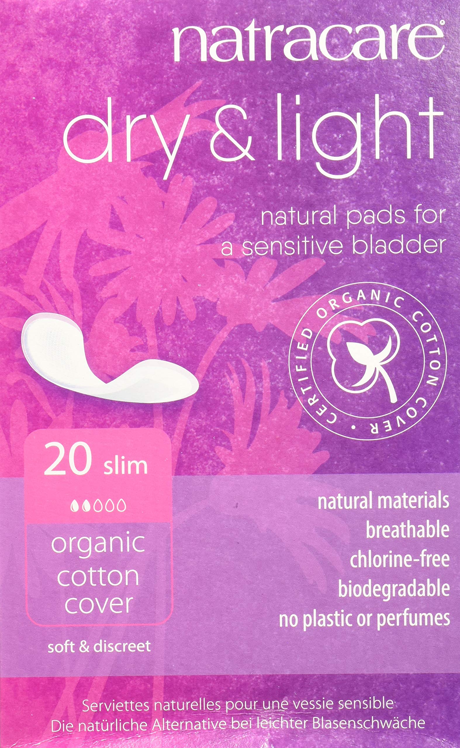 NATRACARE Pads,Dry&Light,INCONTINCE, 20 CT