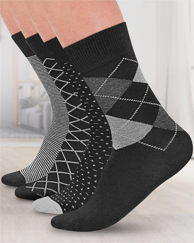 Pembrook Diabetic Dress Socks for Men - 4 Pairs Odor Free Stylish Diabetic Socks for Men Work | Mens Diabetic Socks Casual