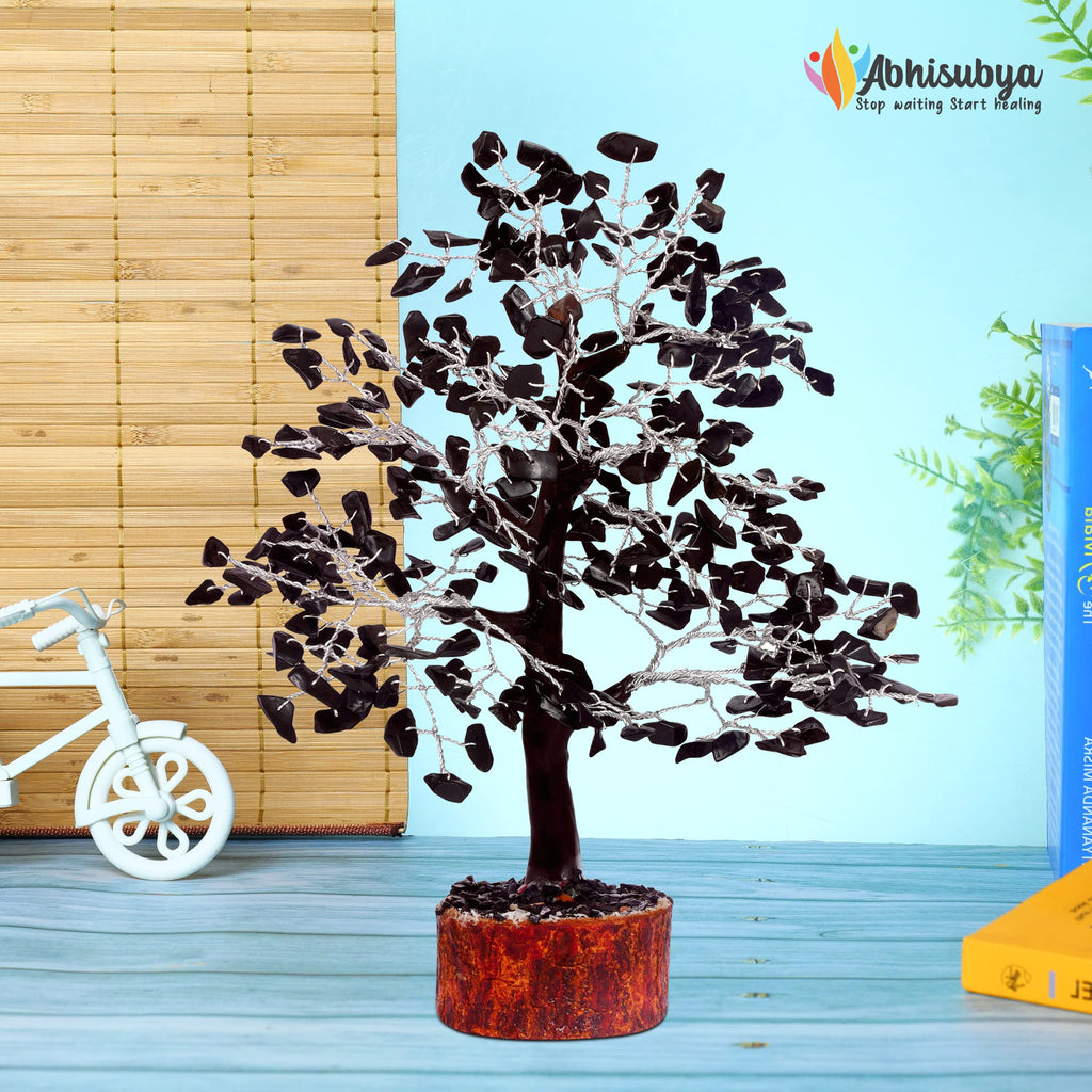 ABHISUBYA Black Tourmaline Crystals - Bonsai Tree - Chakra Decor - Crystals and Stones - Crystal Tree - Crystal Home Decor - Cha