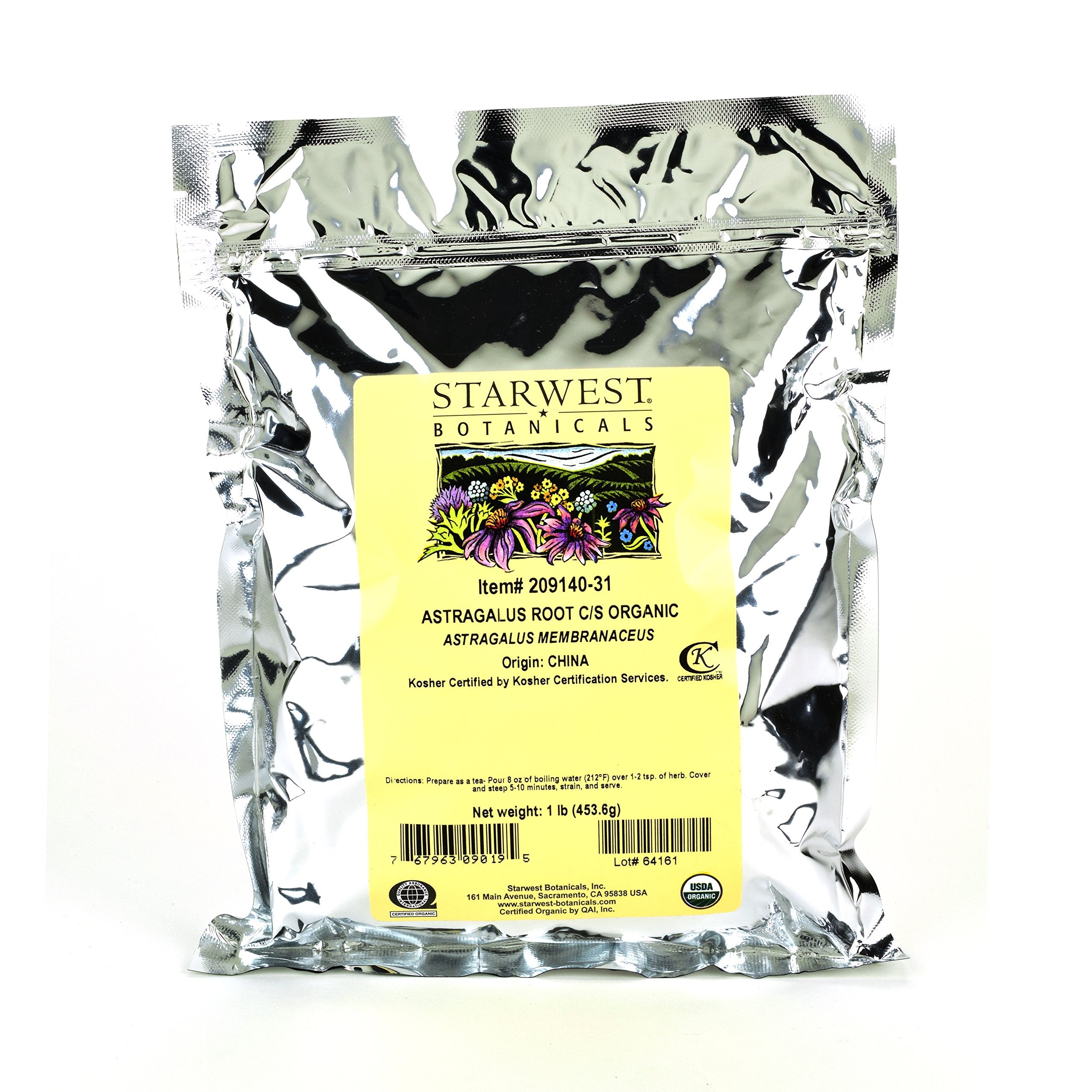 Starwest Botanicals Organic Astragalus Root Cut and Sifted, 1 Pound Bulk