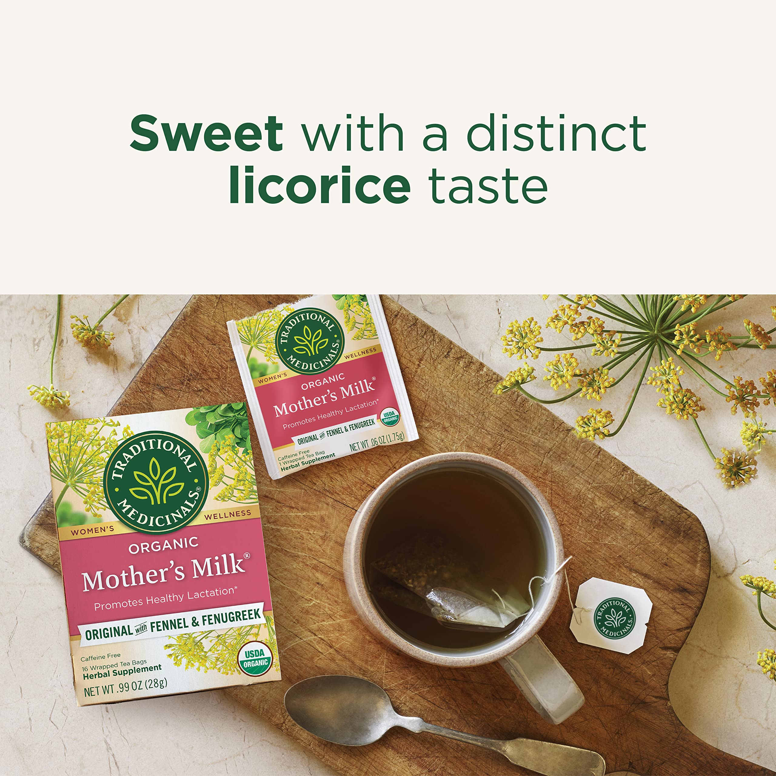Traditional Medicinals Tea, Organic Mothers Milk, Promotes Healthy Lactation, Breastfeeding Support, 48 Tea Bags (3 Pack)