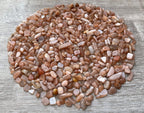 GAF TREASURES 2 oz Lot Natural Semi Tumbled Gemstone Chips, Crushed Mini Crystals, Undrilled Crystal Chips (Peach Moonstone)