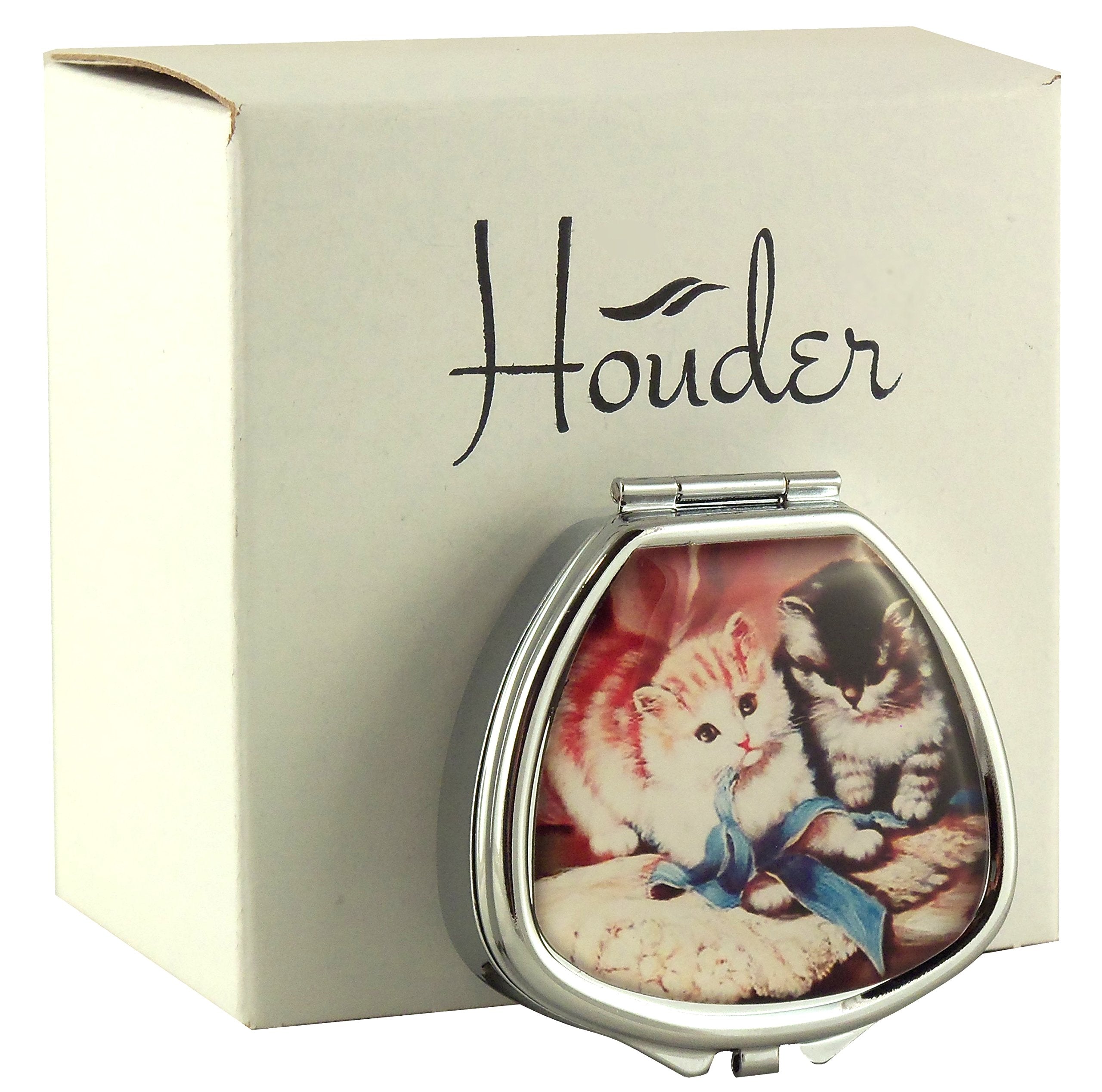 Houder Designer Pill Box - Decorative Pill Case with Gift Box - Carry Your Meds in Style (Kittens)