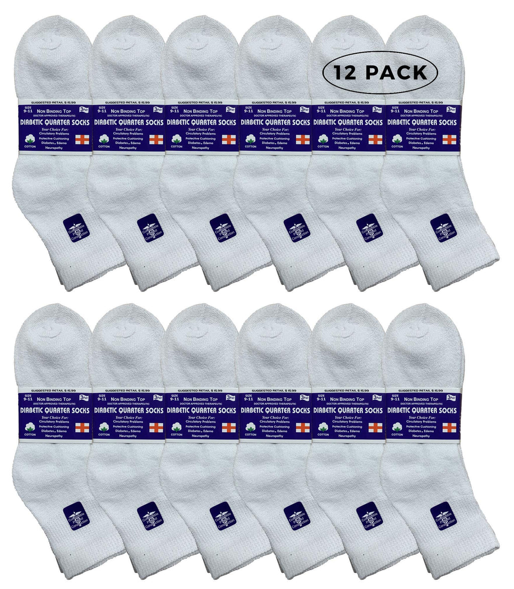 Yacht & Smith 12 Pairs Value Pack of Men and Women Diabetic Nephropathy and Edema Ankle, Ring Spun Cotton Socks