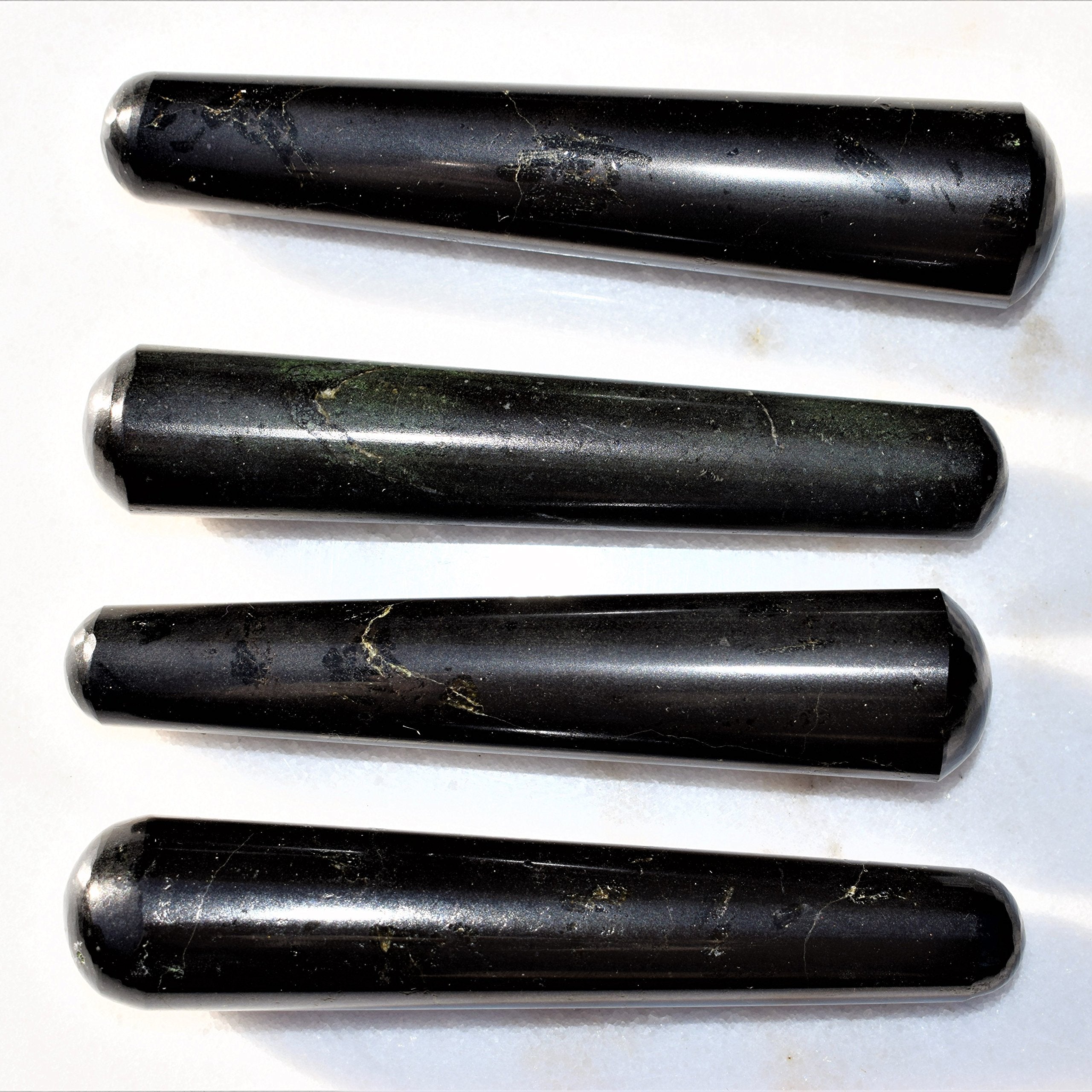 Charged 4 Himalayan Black Tourmaline Crystal Massage Wand + Selenite Charging Heart Included (Healing Energy Psychic Protection)