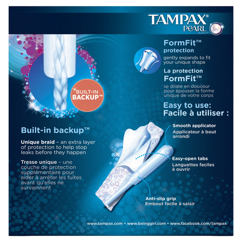 Tampax Pearl Plastic Unscented Tampons, Ultra Absorbency, 18-Count (Pack of 12)