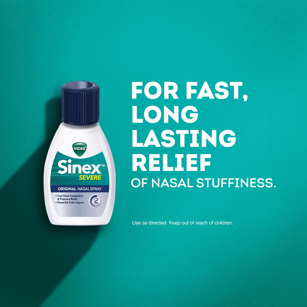 Vicks Sinex SEVERE, Nasal Spray, Original Sinus Decongestant for Fast Relief of Cold & Allergy Congestion, Sinus Pressure Relief