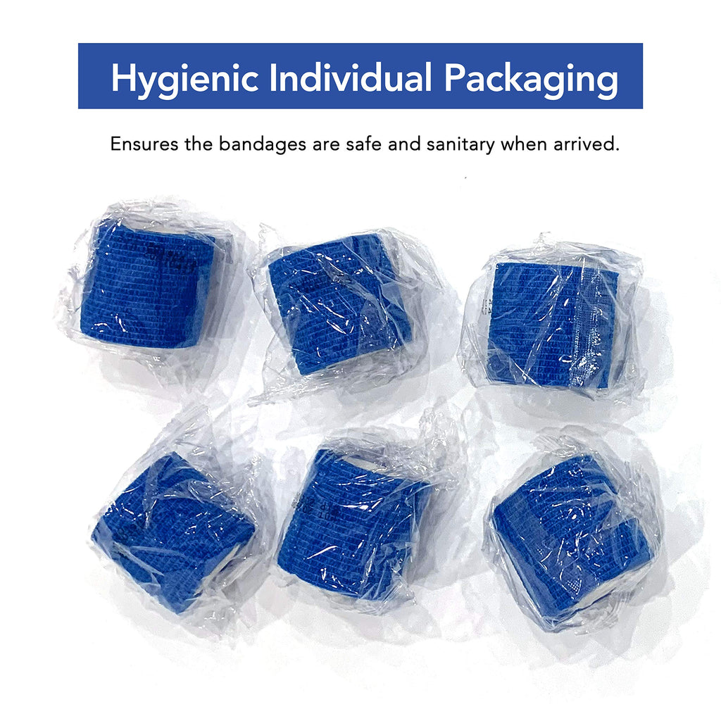 RISEN Cohesive Bandage 2    x 5 Yards, 6 Rolls, Self Adherent Wrap Medical Tape, Adhesive Flexible Breathable First Aid Gauze Id