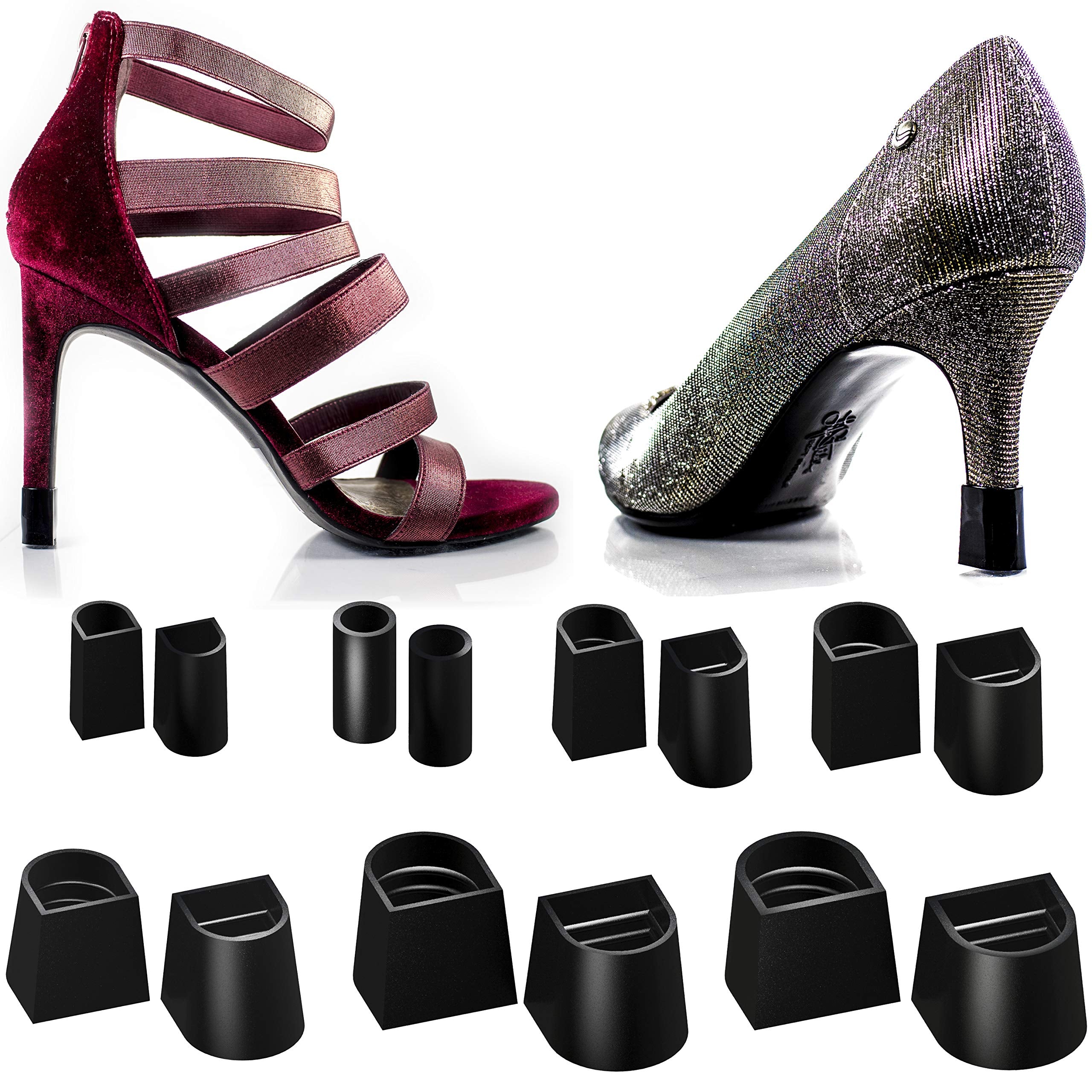 Heel Hunks Black H1 Heel Caps 10 mm | Heel Protectors Replacement Tip Caps for High Heel Shoes and Stiletto | Anti-Slip and for 