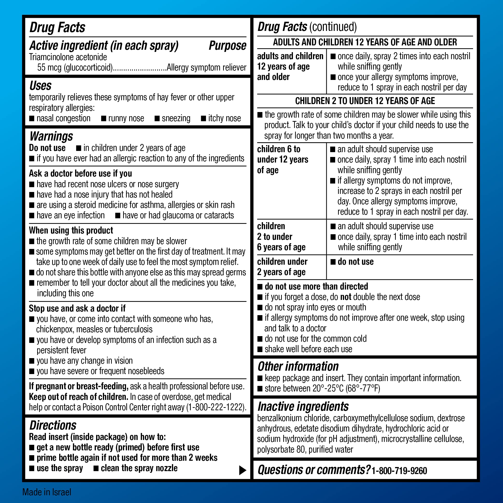 Amazon Basic Care Multi-Symptom Triamcinolone Acetonide Nasal Allergy Spray, 0.37 fl oz (Pack of 1)