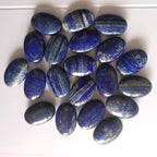 Loveliome Natural Lapis Lazuli Oval Polished Worry Stones, Healing Crystal Indoor Fountain Stones Massage Energy Anxiety Relief