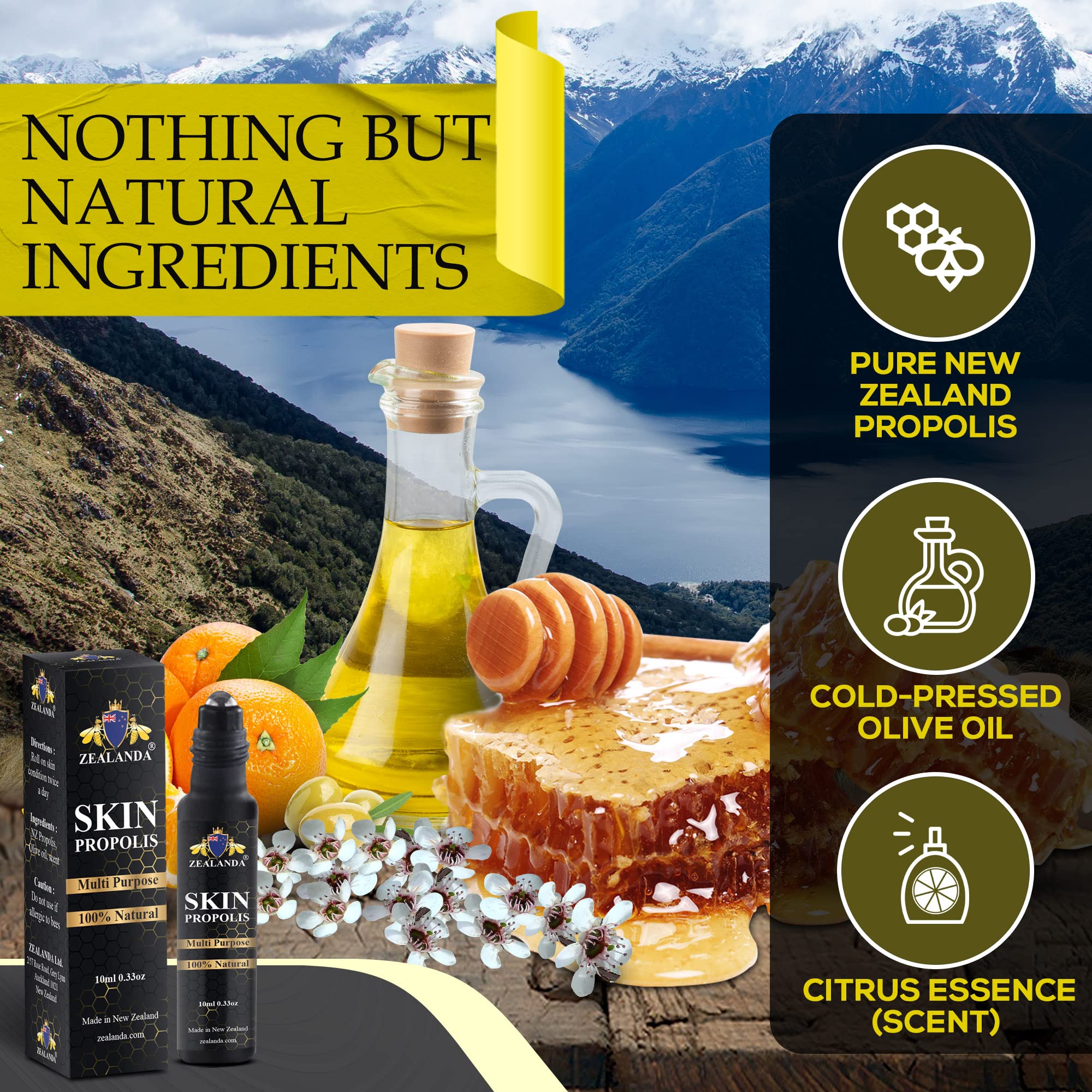 ZEALANDA Skin Propolis, Multi Purpose 100% Natural, Alcohol-Free for Acne, Pimple, Eczema, Callus, Sunspot,Skin Rash, Insect Bit