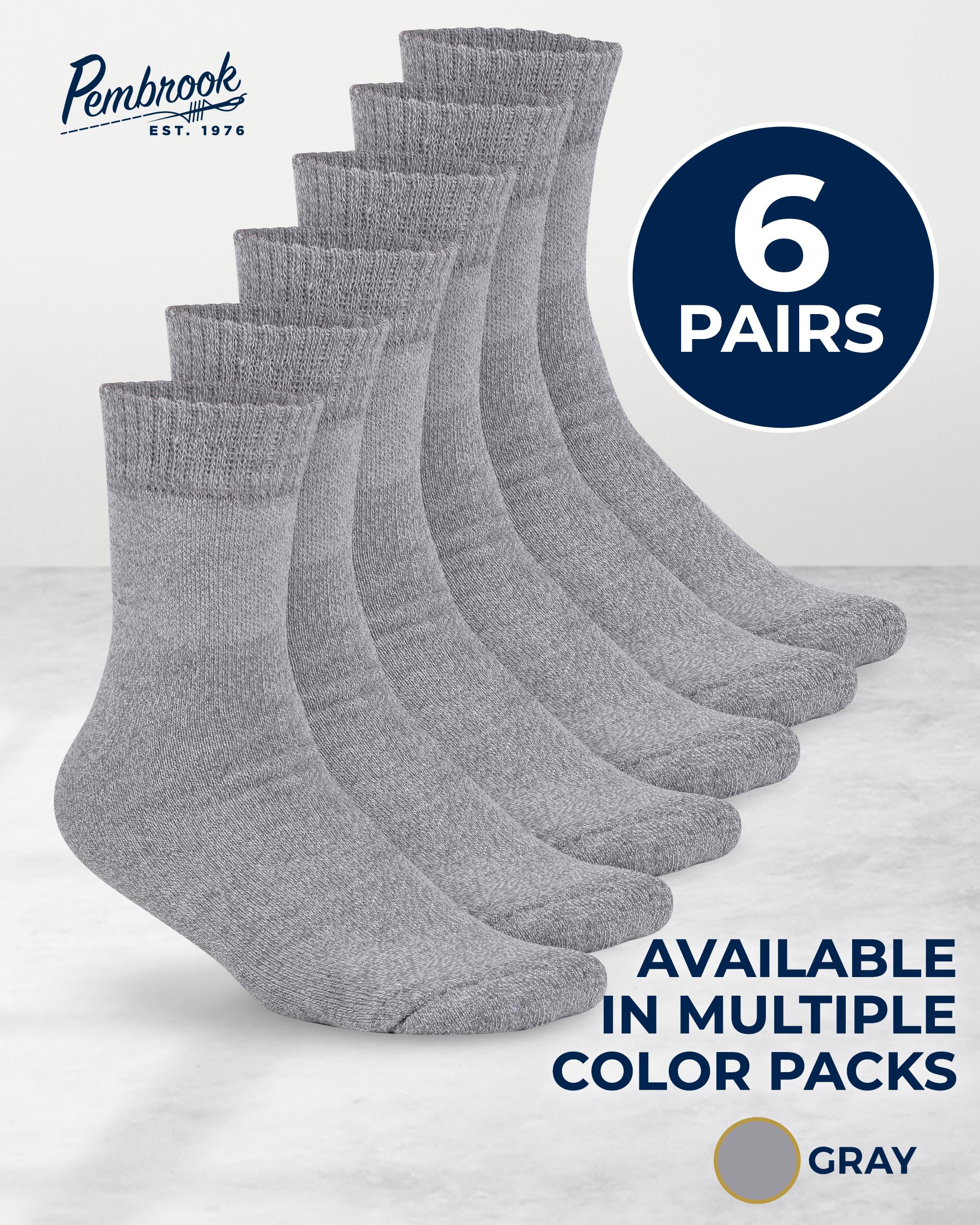 Pembrook Bamboo Viscose Diabetic Socks for Women & Men - 6 Pairs Ankle Socks for Swollen Feet | Neuropathy Socks | Stretch Top M