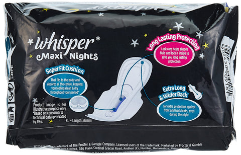 Whisper Maxi Nights 7 Pads -XL Wings Extra Heavyflow - 317mm