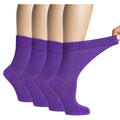 Hugh Ugoli Women's Rayon derived from Bamboo Diabetic Crew Socks, Thin, Loose Fit, Soft, Wide Stretchy, Seamless Toe, 4 Pairs, P
