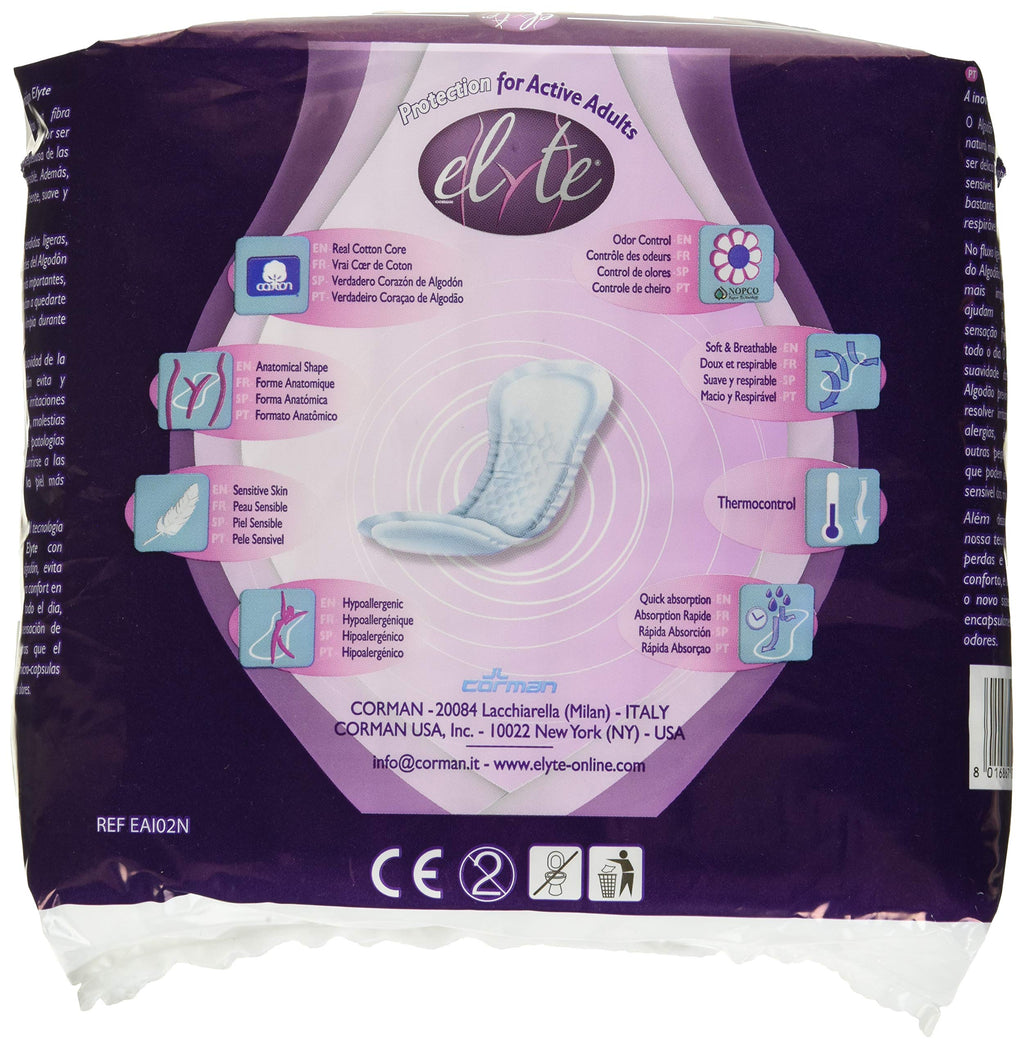 Elyte 100% Pure Cotton Bladder Control Pads-Sensitive Skin Safe, Normal, 24 Count