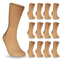 Special Essentials 12 Pairs Cotton Diabetic Socks for Men & Women - Non-Binding Extra Wide Top Neuropathy Socks - Crew Socks Kha