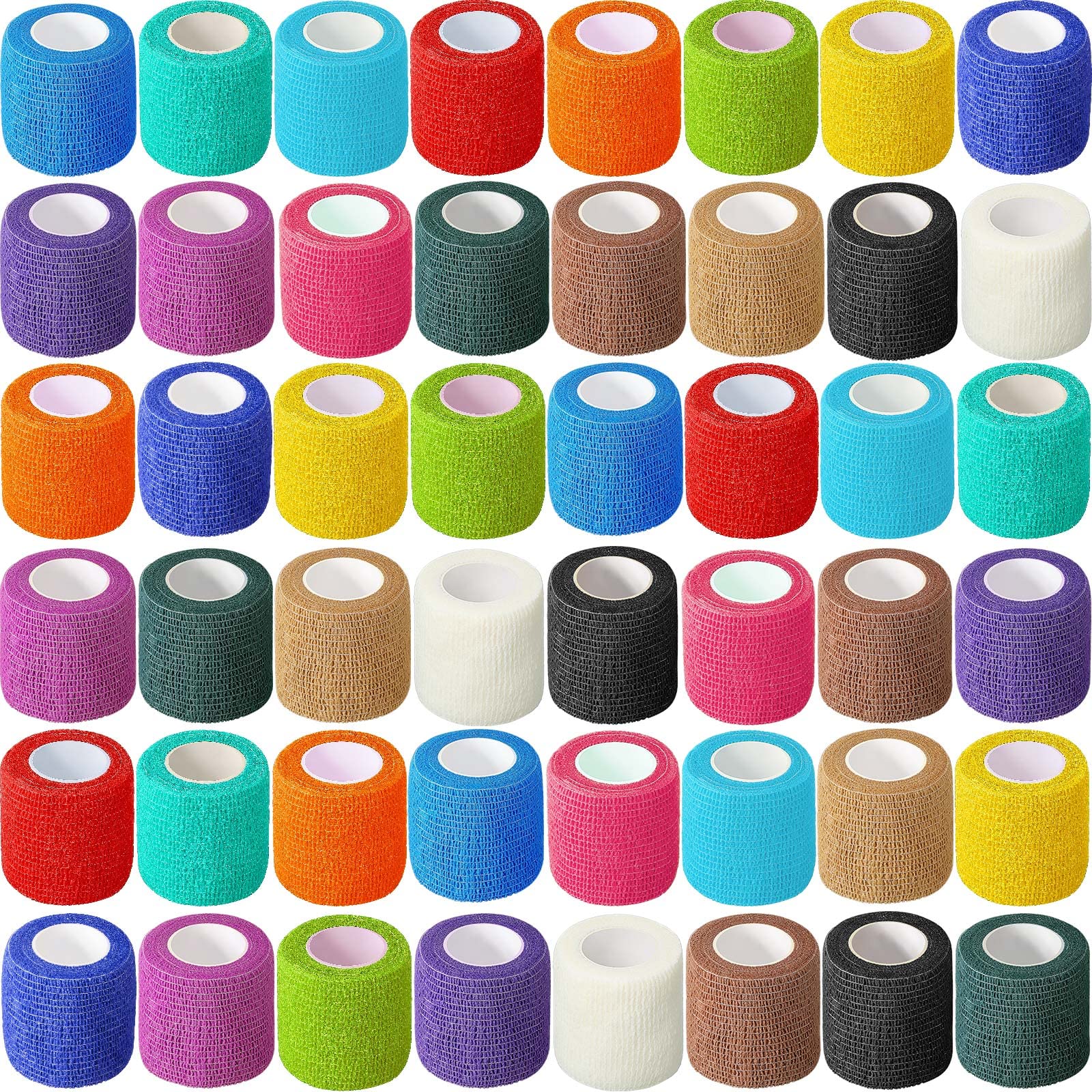 Treela 48 Pack Self Adhesive Wrap Bandage Bulk, Self Adherent Cohesive Bandage Elastic Athletic Tape Breathable Wound Tape for S