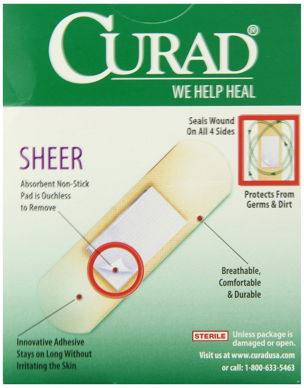 Curad Regular Size Adhesive Bandages, Sheer, 80-Count Boxes (Pack of 6)