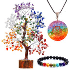 YUVDIPR 7 Chakra Money Tree Healing Feng Shui Statues & Figurines Reiki Crystal Balancing Buddha Home D  cor (SC-S + Bracelet)