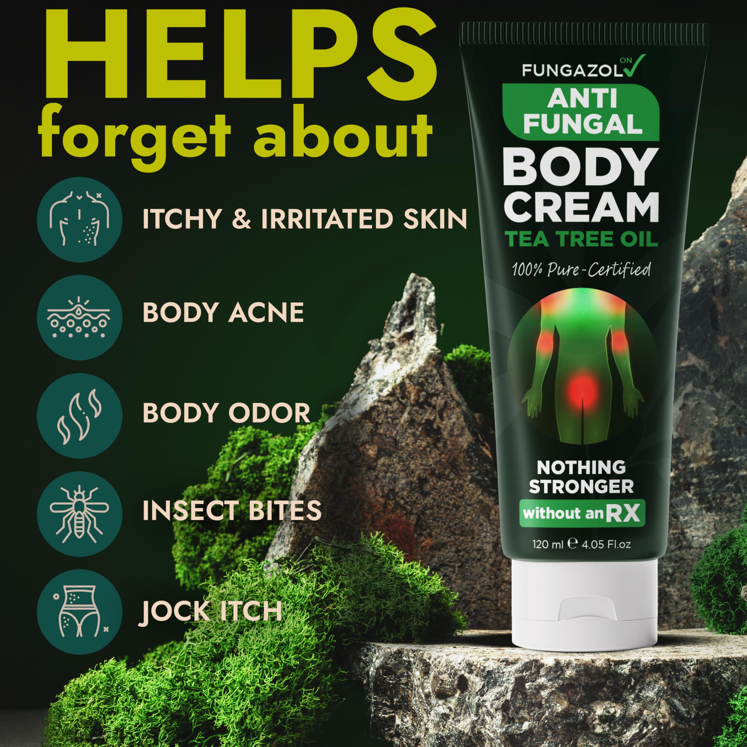 Antifungal Cream | Body Cream for Jock Itch, Ringworm & Athletes Foot | Strength Formula with Tea Tree Oil | Helps With Itching,