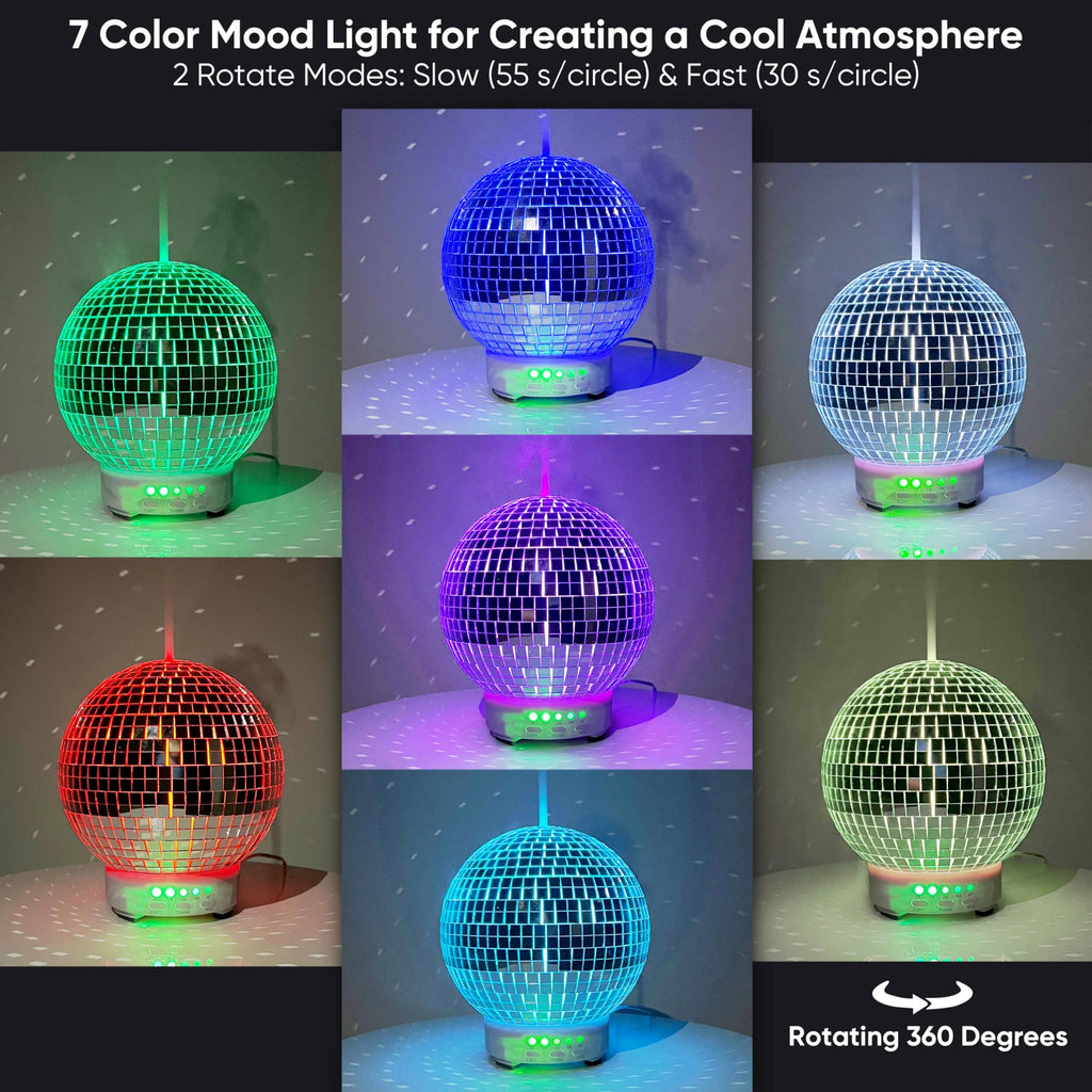 Disco Ball Diffuser Rotating - Aroma Diffuser Essential Oils, Cute Room Diffuser, Disco Ball Party Decorations, Disco Ball Decor